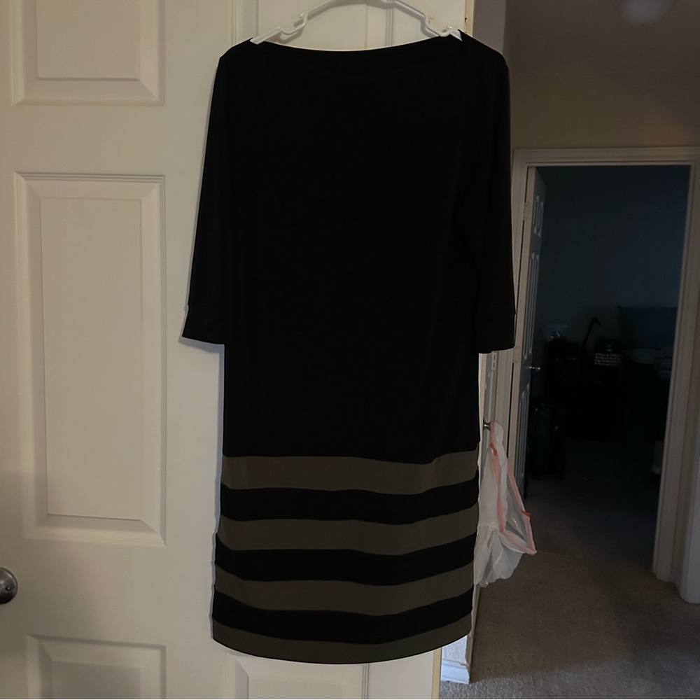 Black and olive shift dress